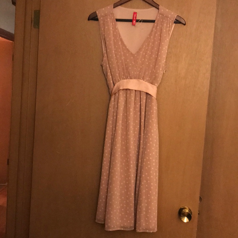 Pink polka dot maternity dress